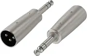 Geekria for Creators XLR Male to 1/4 Inch (6.35mm) TRS Male Microphone Cable Adapter, Compatible with Shure SM58, SM57, SM7B, MV7, PGA48, Behringer xm8500 Mic Cord Plug (Silver, 2 Pack)