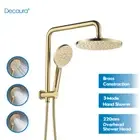 Decaura Brushed Gold Shower Head Set 9" Rain Shower Head with 3-Mode Hand Held