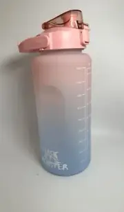 Motivational Insulated Water Bottle 64oz w/Straw,Cap Lock & Handle Flask Monster