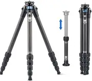 SIRUI AM Carbon Fiber Tripod with Two-Section Carbon Fiber Center Column, 59.8″ Compact Travel Tripod with Twist Locks (AM225+SL100)