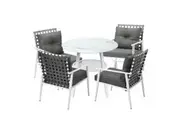 Livsip Outdoor Dining Set 4 Seater Rattan Backrest Armchair