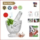 Luxurious Marble Mortar and Pestle Ensemble with Easy Cleaning Accessories