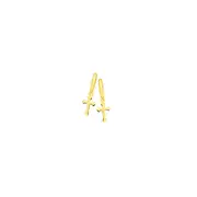 9ct Gold Cross Drop Huggie Earrings