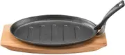 Pyrolux 11861 PyroCast Sizzle Plate with Maple Tray, 27 x 18 cm, Black