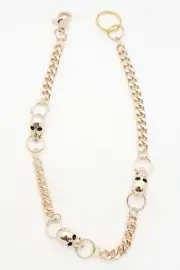 Men Women Gold Metal Key Chain Wallet Holder Clasp Biker Skeleton Skull Charms