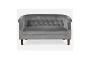 Design Square Designer Modern Velvet Fabric Loveseat 2-Seater Lounge Couch Sofa - Grey