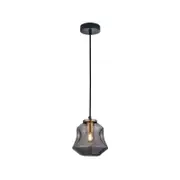 CLA Lighting FOSSETTE Interior Dimpled Smoked/ Effect Glass Pendant Light- Angled Bell