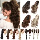 Real Thick Ponytail Curly Claw Clip in Hair Extensions Natural Pony Tail Brown 3