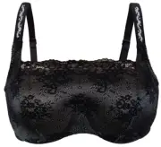 Glamorise CAMI TOP + UNDERWIRE Bra 44B (Stretch-Lace) COMFORT Black NEW SEALED