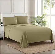 California King Sheet Sets - Breathable Luxury Sheets with Full Elastic & Secure Corner Straps Built in - 1800 Supreme Collection Cal King Deep Pocket Bedding Set, Sheet Set, California King, Sage