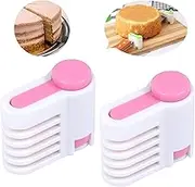 2PCS DIY Adjustable Cake Slicer - Stratification Auxiliary, Bread Slice, Toast Cut, 5 Layers Leveler Slicer, Kitchen Fixator Tool Pink