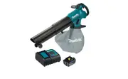 Makita 18V Blower & Vacuum + Battery Kit, Cleaning Leaves Grass Popcorn