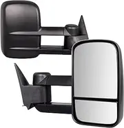 2pcs Left & Right Side Manual Adjusting Exterior Door Rear View Mirror ABS plastic Black Towing Mirror Compatible with 88-98 Chevy/GMC C/K 1500/2500/3500