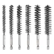 6Pcs Bore Brush Stainless Steel 9mm,11mm,13mm,16mm,17mm,19mm Dia Cleaning Wire