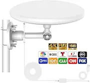 TV Antenna for Smart TV Outdoor, 720° Reception Digital HD Antenna Signal, Support 4k/8k/1080p for Free Local Channels, with Super Signal Booster, 35ft HDTV Cable.(2025 Latest) (9.14IN)