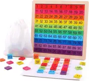 Dnvkict Wooden Math Hundred Board 1-100 Numbers Learning Educational Toys Col...