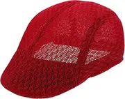 [Baluue] Men's Women's Chef Beret Breathable Mesh Cap Cooking Hat for Activities Dark Red
