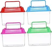 FUTUREORYY 4Pcs Portable Transparent Turtle Feeding Box Compact Reptile Habitat for Goldfish and Turtles Lightweight Breeding to Clean for Home Decor