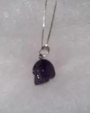 Gothic Amethyst skull Sterling Silver 16” Necklace