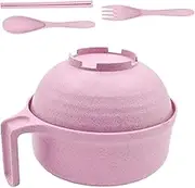 Microwave Ramen Bowl, Ramen Bowl Set, Microwave Noodle Bowl with Chopsticks Spoon, Dishwasher Safe Microwave Pasta Cooker Instant Cooking for College Dorm Room