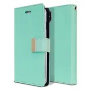 Goospery Apple iPhone X /XS Rich Diary Wallet Flip Case Leather Card Slots Magnetic Cover (Aqua) IPX-RIC-MNT