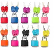 [MOYWYCNO] 10 Suitcase Locks with 20 Keys, Small Padlocks Luggage Locks Coloured Metal Padlocks for Travel School Gym (23mm,10 Colors)