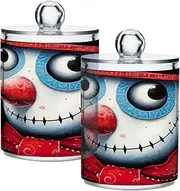 GAIREG Snowman Christmas 2 Pack Plastic Cotton Swab Ball Pad Holder, Bathroom Storage Jars