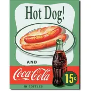 Coca Cola Coke Hot Dogs Combo 15 Cents Retro Vintage Wall Decor Metal Tin Sign