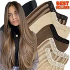 V Shape Russian One Piece 100% Human Hair Extensions Clip In Real Remy Full Head