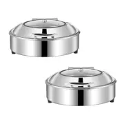 2X Stainless Steel Round Chafing Dish Tray Buffet Cater Food Warmer Chafer with