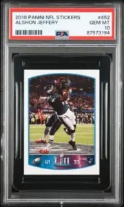 PSA 10 Pop 1 Alshon Jeffery 2018 Panini NFL Stickers 41-33 Super Bowl LII GEM
