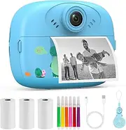 Children's Camera Instant Camera for Girls and Boys Aged 3-12 Years, 1080p Children's Instant Camera Christmas and Portable Toy for 3-10 Years Old Girls and Boys