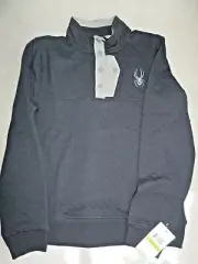 Spyder Mens Size Med Pull Over Fleece 1/4 Snap Top Black with Front Snap Pocket