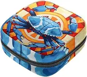 Period Bag,Sanitary Napkin Storage Bag,Abstract Blue Crab Painting,Tampon Holder for Purse