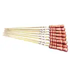BBQ Skewers Set 9pcs 3mm Thick Wooden Handle 24" Long Grill Kebab Shashlik