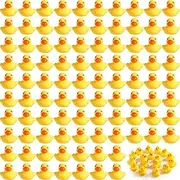 100 Pcs Mini Rubber Ducks in Bulk Yellow Tiny Baby Shower Ducks Float Squeak Bathtub Duckies Preschool Bath Toy for Birthday Party Gift(1.57 x 1.57 x 1.18 Inch,Yellow) (Yellow)