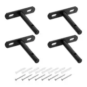 4 Set Floating Shelf Bracket 3", T Brackets for Shelves with Screws, Black
