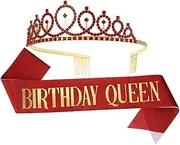 [Beavorty] 1 Set Birthday Crown and Sash Set for Women Comfortable Birthday Accessories Durable and Easy to Wear Tiara and Sash for Parties and Celebrations