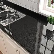HotDecor 15.7"X78.8" Gloosy Shiny Black Contact Paper Peel Stick Wallpaper Waterproof Contact Paper for Cabinets and Drawers Gloss Black Stick and Peel Wall Paper Adhesive for Kitchen Countertops