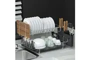 Cefito Dish Rack Drying Drainer Cup Holder Cutlery Tray Kitchen Organiser 2-Tier