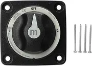 Tuwei 300A Heavy Duty 3 Position Black Marine Battery Cut Off Switch, Push Button Actuator, ON-OFF Operation, IP66 Rated, 32V, 300A, Panel Mount, 3-way Circuit, Copper Contacts
