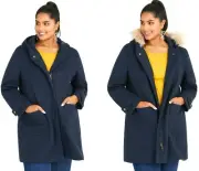 TS TAKING SHAPE VIRTU plus sz S - M / 18 Duffle Jacket coat faux fur NWT rrp$250