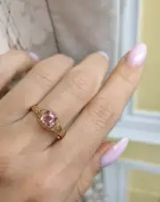 2.12 Ct Asscher Cut Natural Pink Sapphire Proposal Ring14K solid Yellow gold