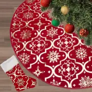 36 Inch Large Christmas Tree Skirt Xmas Soft Cover Mat Decor Snowflake Collar...