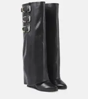 [Givenchy] Givenchy Shark Lock Buckles 60 leather knee-high boots AU 5.5 black