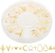 120Pcs Rose Gold Rivet Nail Decoration Mixed Shapes Oval Circle Square Triangle for Nail Art Stylish Metallic Studs for Home Use and Professional Salons