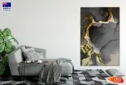 Black & Dark Gold Splash Abstract Wall Canvas Home Decor Australian Made Quality