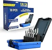 10pc Carbide Burr Set 1/4" Shank Tungsten Double Cut Rotary Die Grinder Bits - Cutting Burrs for Milwaukee, Dewalt and Die Grinder Accessories - Wood Carving Metal Working & Sturdy Storage Case