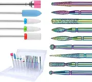 14 Pieces Nail Drill Bits Set Professional Nail Bits Filing Acrylic Carbide Ceramics Electric Nail Drill Kit for Home Salon Cuticle Polishing Bits Diamond Efile Nail Bit Nails Accessories