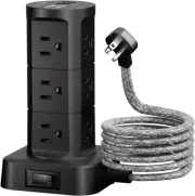 Surge Protector Power Strip Tower Flat Plug 6Ft Extension Cord Multiple Outlets